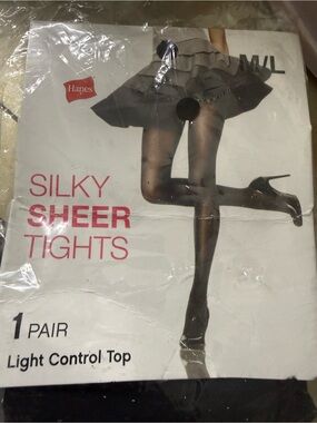 Hanes Black Silky Sheer Tights